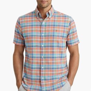 Ralph Lauren Classic Fit Madras Plaid Shirt Short Sleeve preppy Size Large